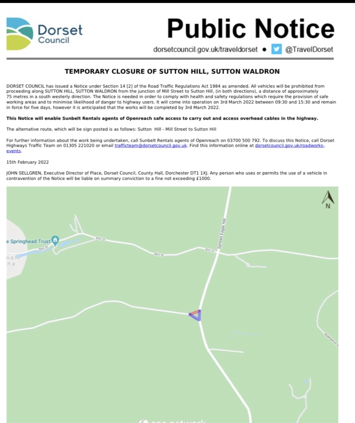 Temporary Road Closure Notice