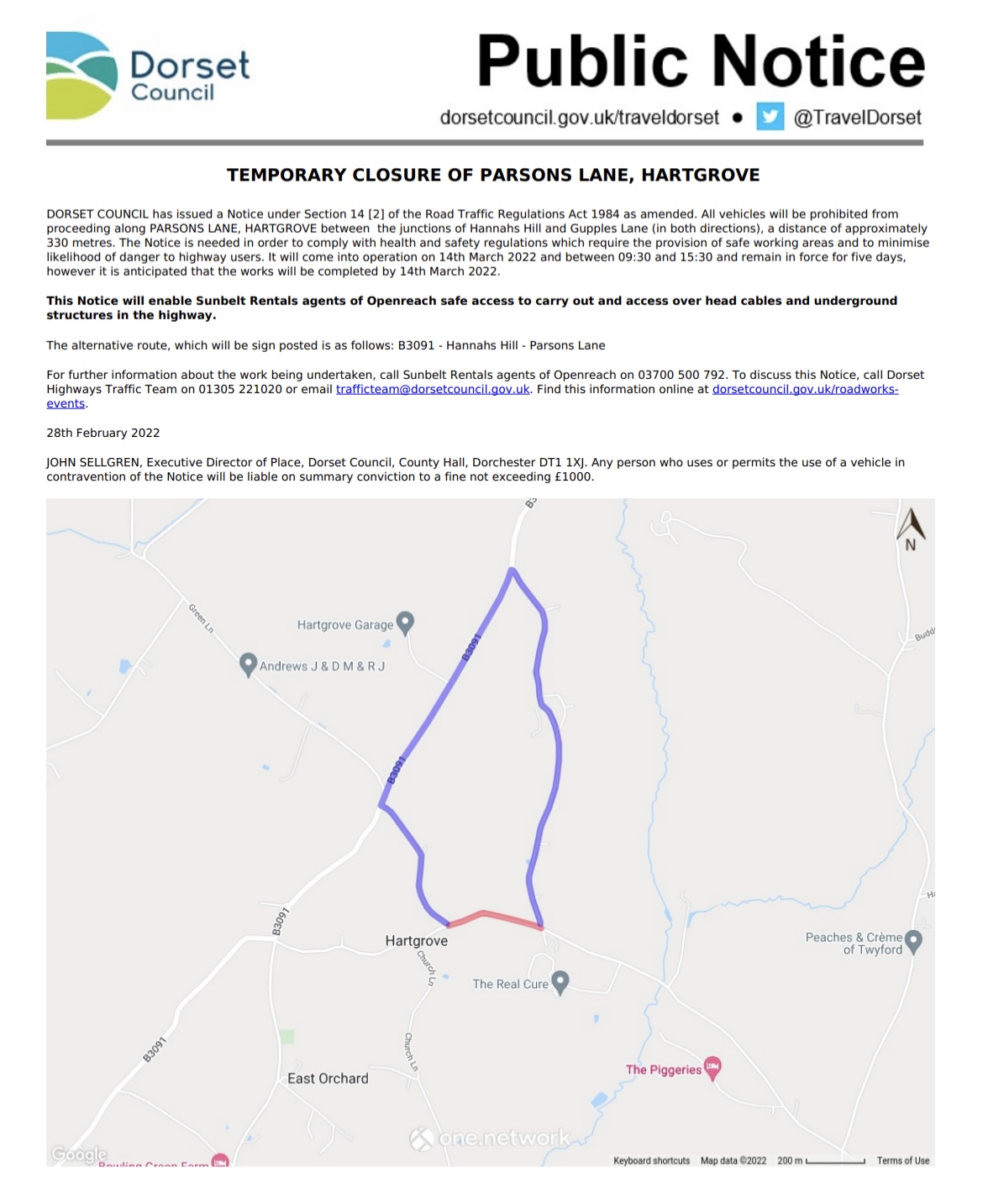 Upcoming Temporary Road Closure Notice