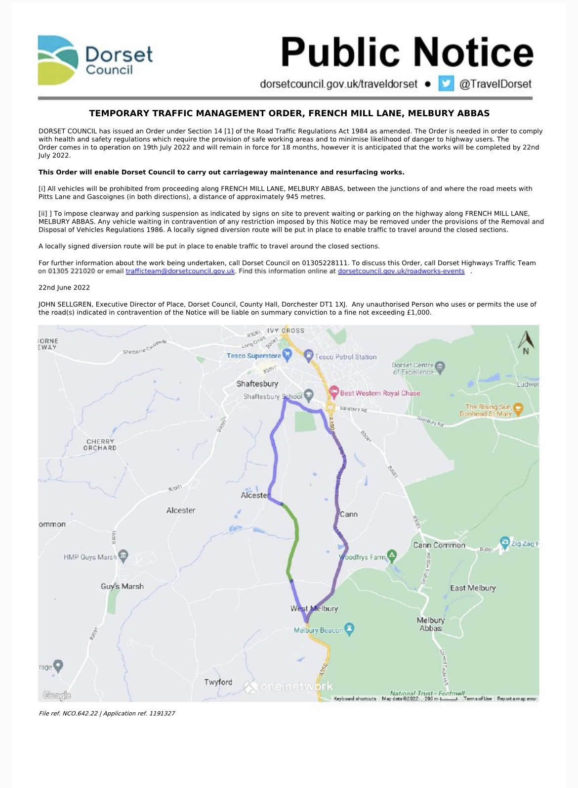 TEMPORARY TRAFFIC MANAGEMENT NOTICE