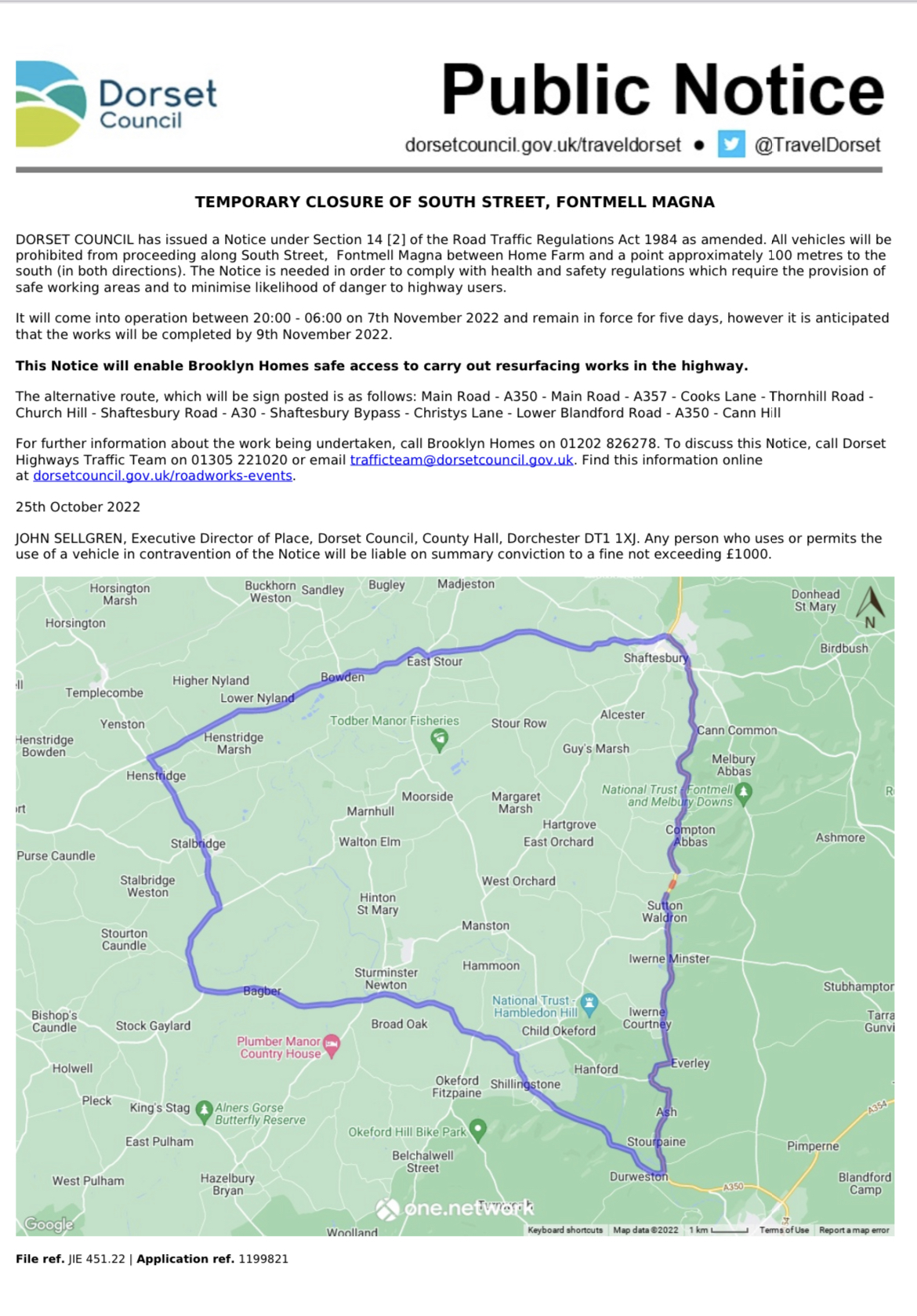Temporary Traffic Closure Notice 