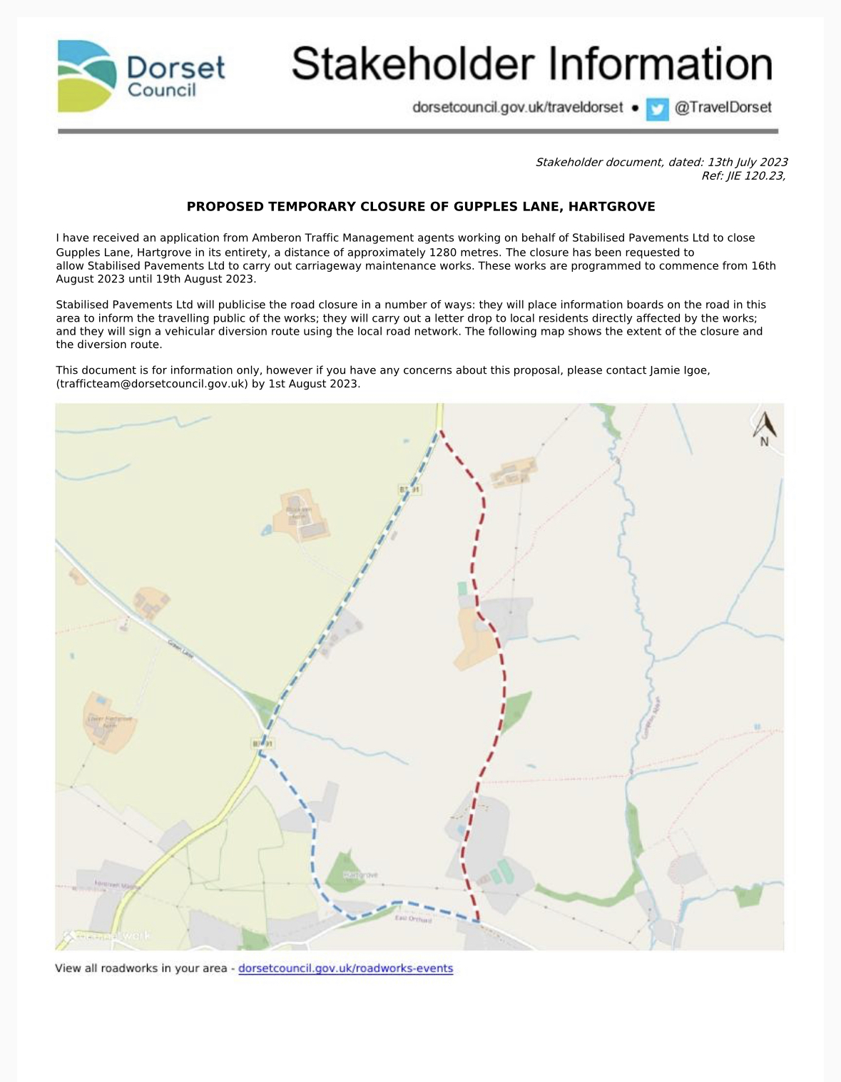 Upcoming Road Closure, Hartgrove