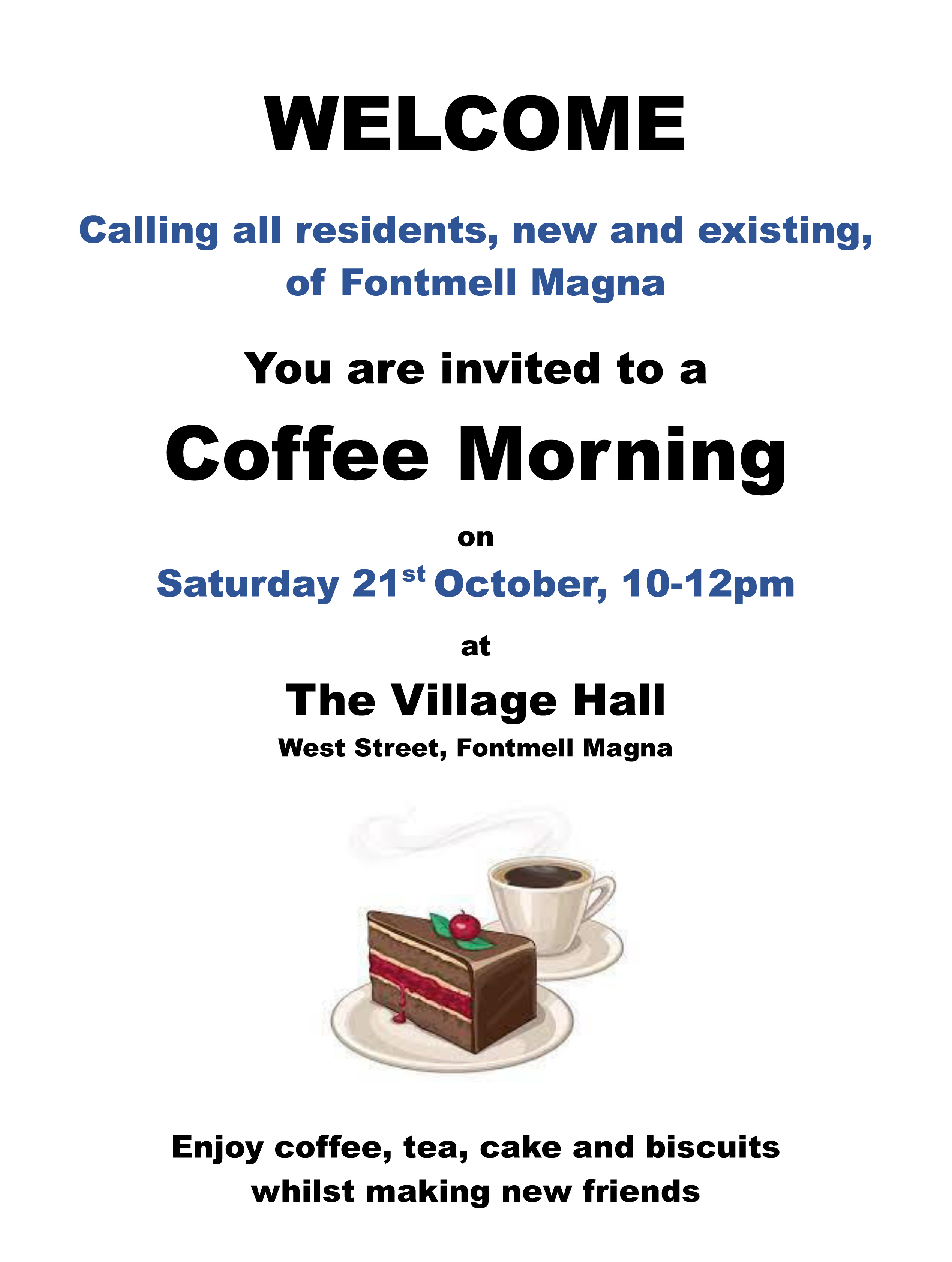 Welcome Coffee Morning at the Village Hall