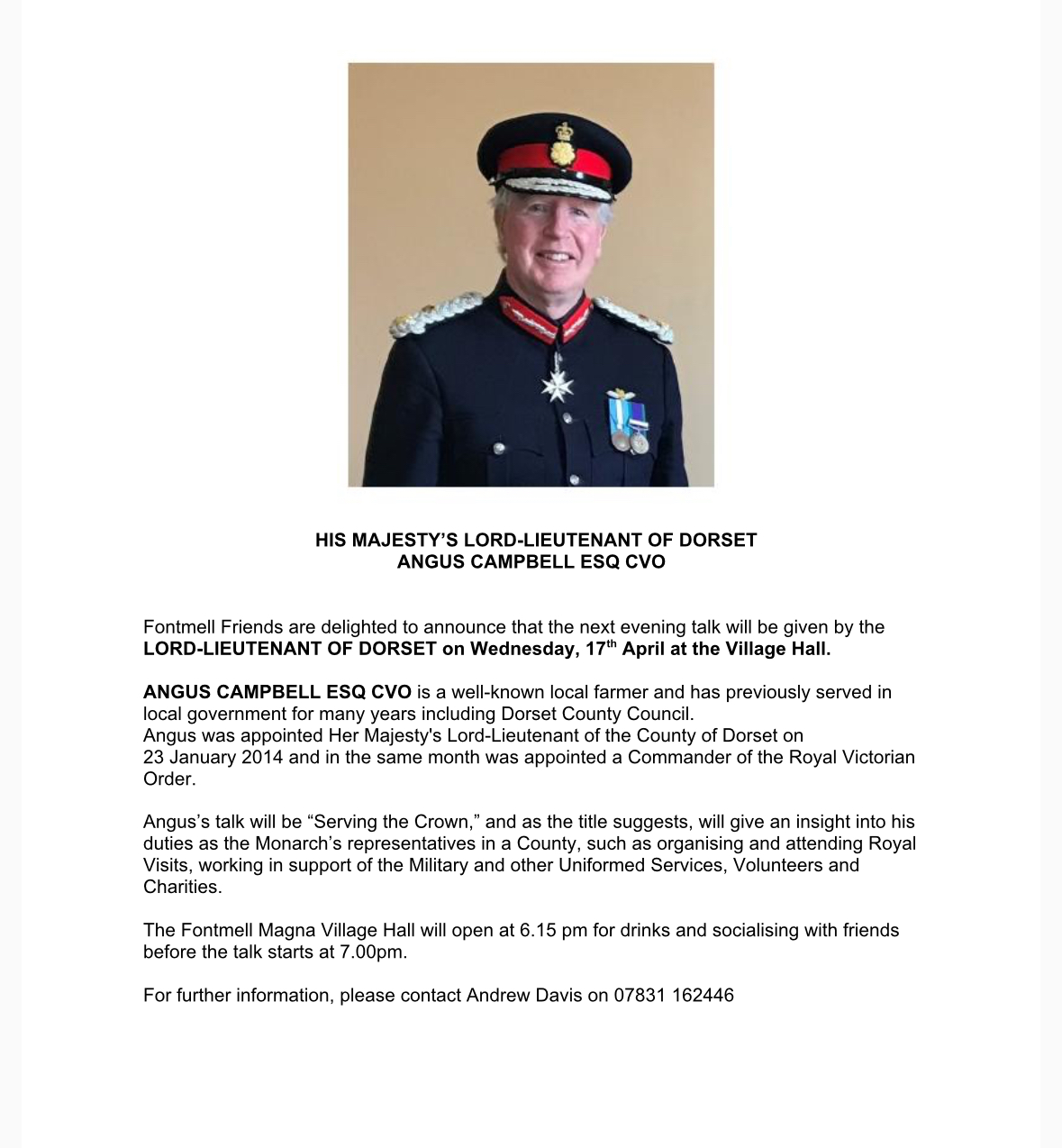 Fontmell Friends Upcoming Event