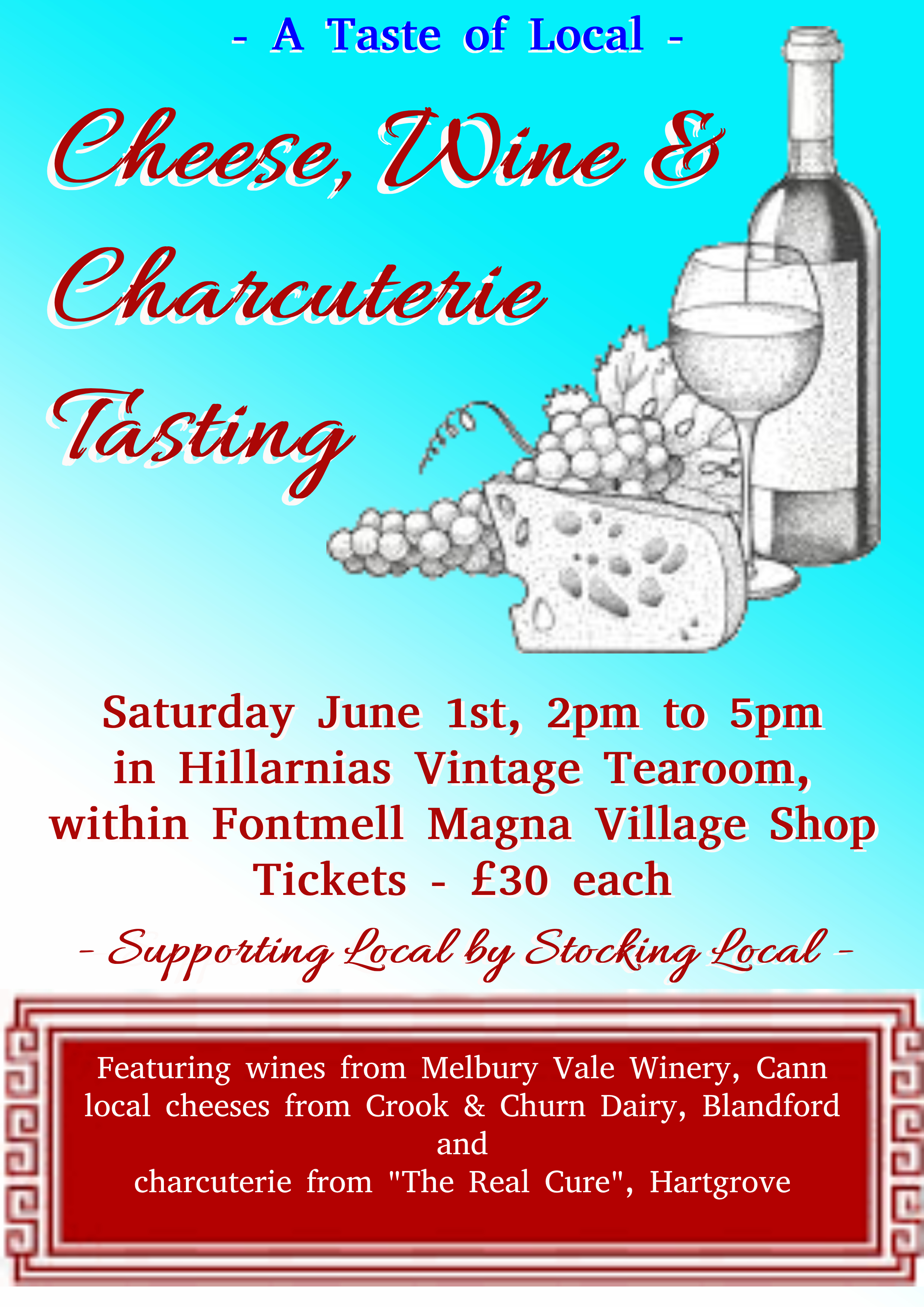 Cheese and Wine tasting at Hilarnias Tea Room