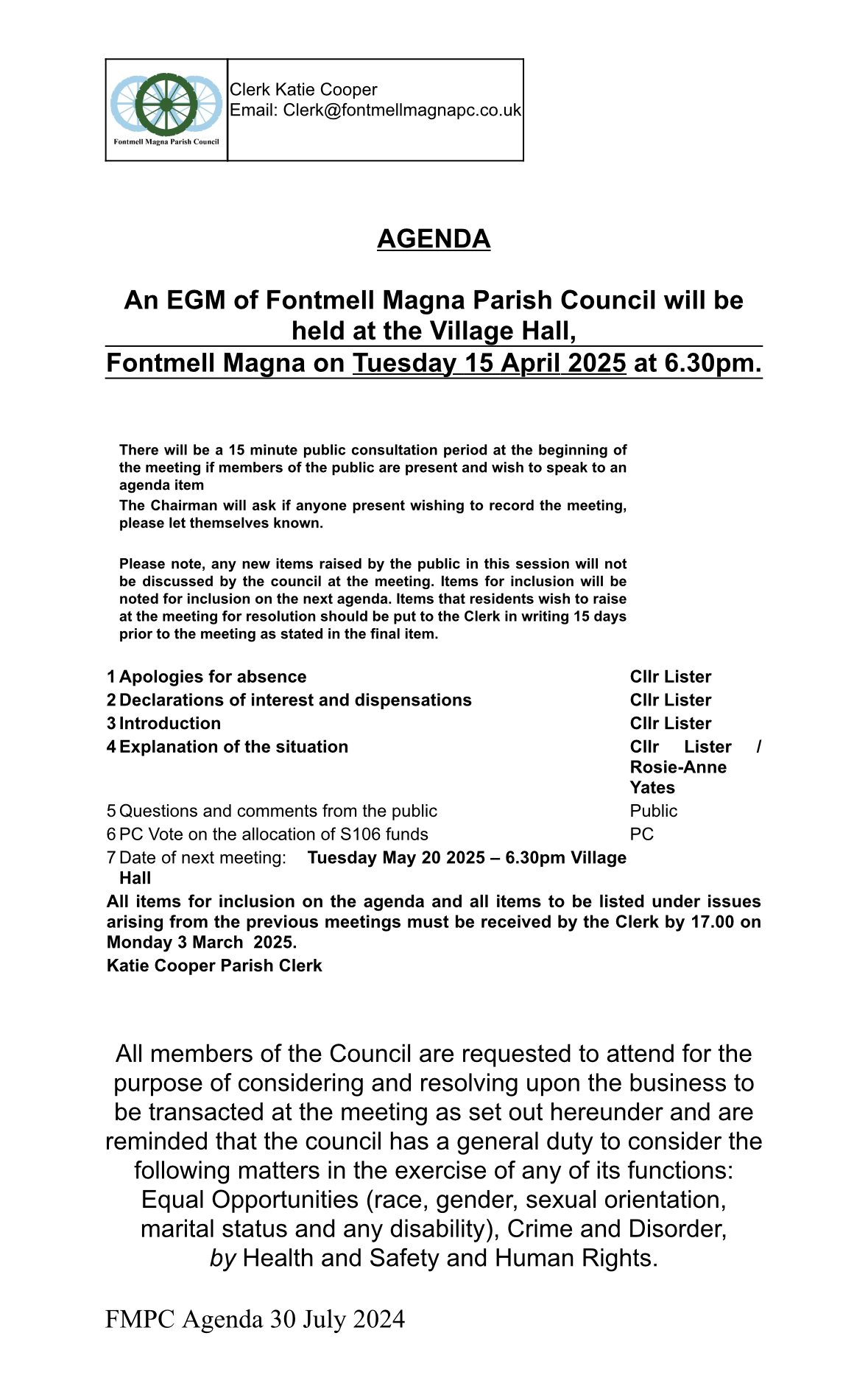 Emergency Meeting Notice 