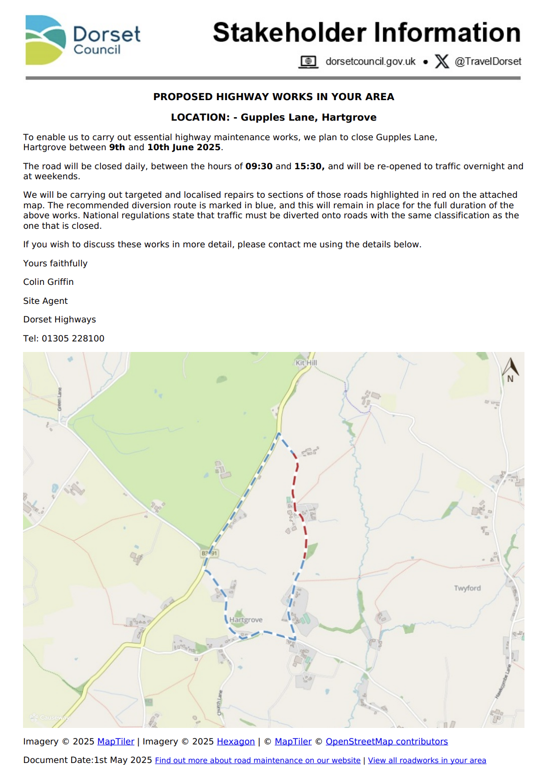 PROPOSED HIGHWAY WORKS IN YOUR AREA - Gupples Lane, Hartgrove